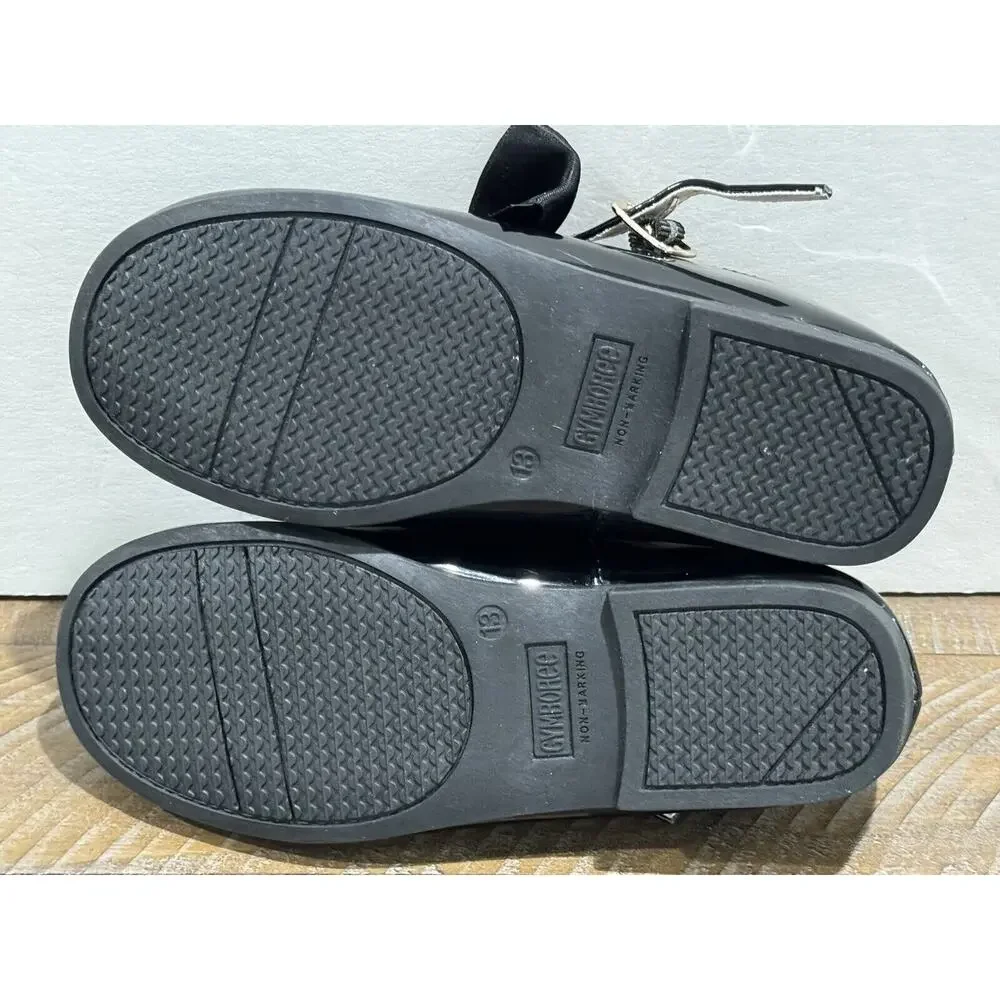 Gymboree Girls Black Patent Ballet Flats w/ Removable Bow- Size 13